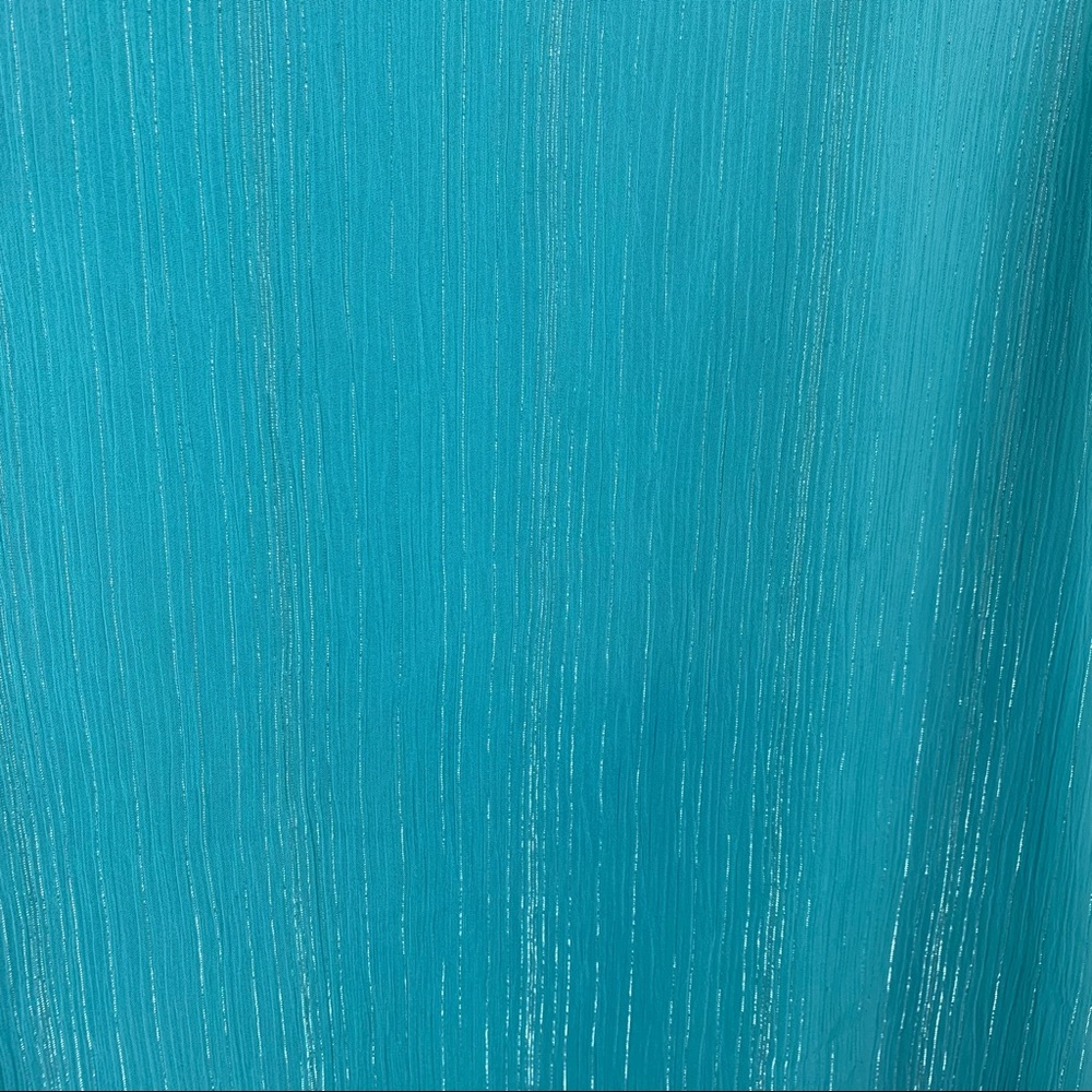 Kasper Large Tank Top Shark Bite Hem Teal Turquoise Metallic Career sheer lined - Picture 3 of 7
